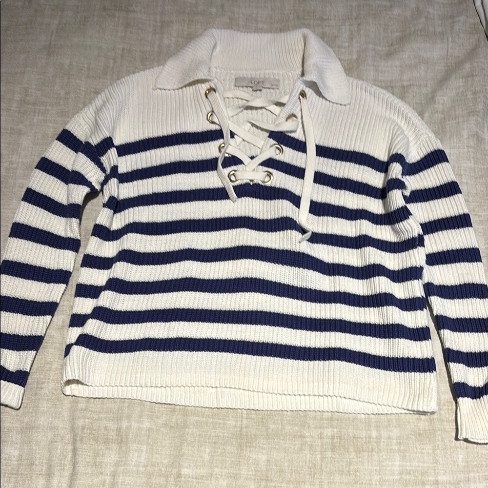 Nautical Striped Sweater - White and Blue